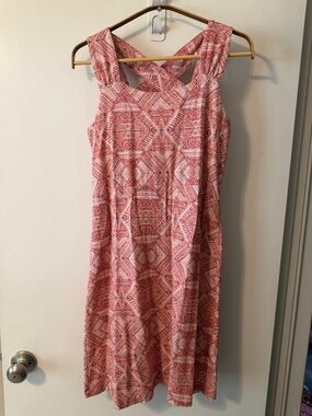 Aventura Pink Geometric Cross-Back Midi Dress Small